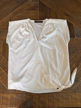 The Limited White Wrap Tie Short Sleeve Top